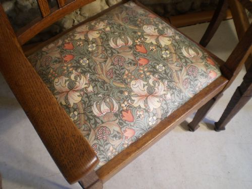 fig 3. Chairs Victorian Oak arts and crafts armchairs William Morris Golden Lily Minor
