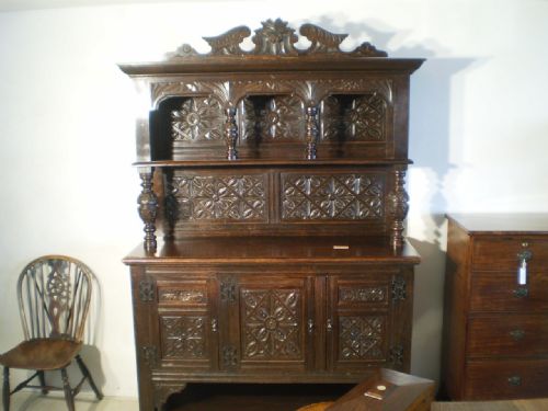fig 4. Dresser sideboard carved Oak Victorian c1890