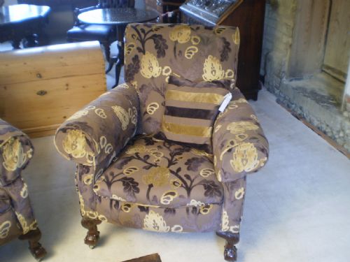 fig 4. Settee sofa 3 piece Victorian Chesterfield plus armchairs recently upholstered