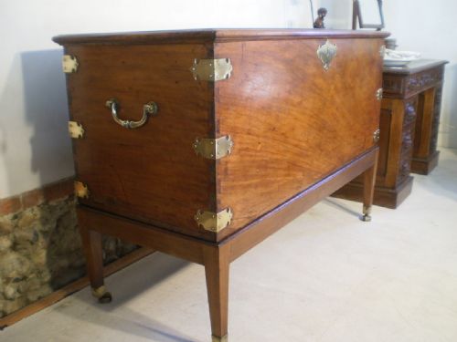 fig 2. Chest trunk coffer blanket box campaign Camphor wood Regency c1820