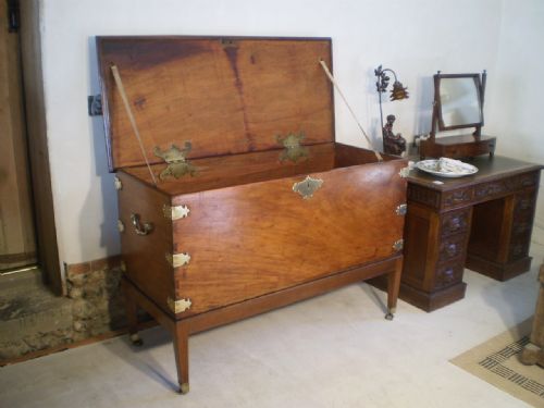 fig 3. Chest trunk coffer blanket box campaign Camphor wood Regency c1820