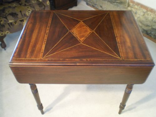 Table Pembroke Mahogany Marquetry Inlay C1830