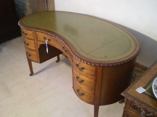 fig 2. Desk Edwardian Mahogany Kidney shaped c1910
