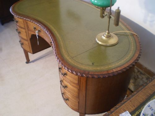 fig 4. Desk Edwardian Mahogany Kidney shaped c1910