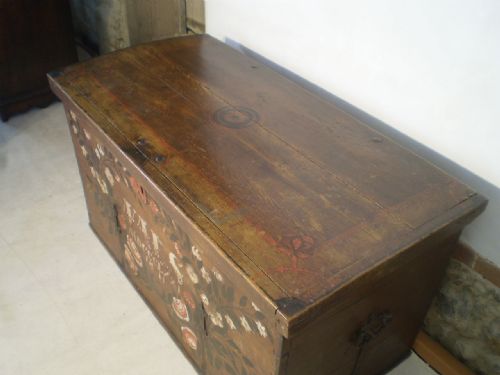 fig 1. Chest trunk Blanket box Marriage chest Oak dated 1871
