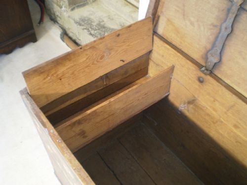 fig 3. Chest trunk Blanket box Marriage chest Oak dated 1871
