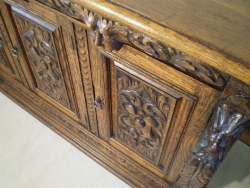 fig 4. Sideboard Victorian carved Oak Lion mask green man c1890