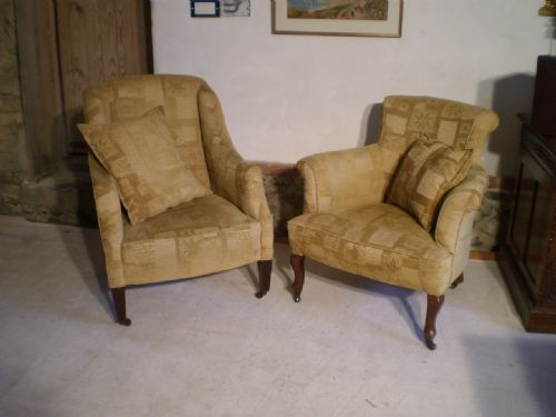 fig 1. Chairs Victorian armchairs matched pair c 1890