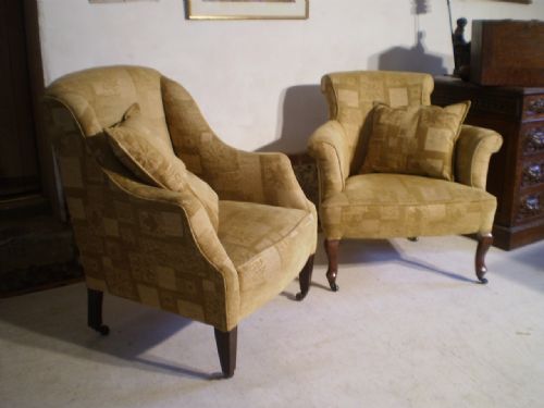 fig 2. Chairs Victorian armchairs matched pair c 1890