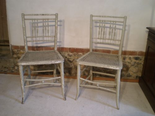 fig 4. Chairs Pair of Regency Faux Bamboo chairs in original paint c1825