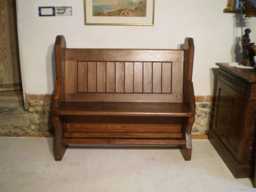 Pew Bench Settle Victorian Pitch Pine C1870