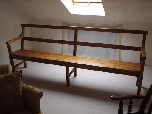 fig 2. Bench settle Victorian Pine railway bench c1890