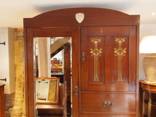 fig 1. Wardrobe Victorian Mahogany arts and crafts art nouveau c1890