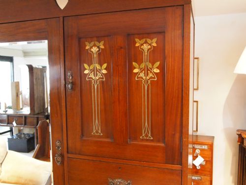 fig 2. Wardrobe Victorian Mahogany arts and crafts art nouveau c1890