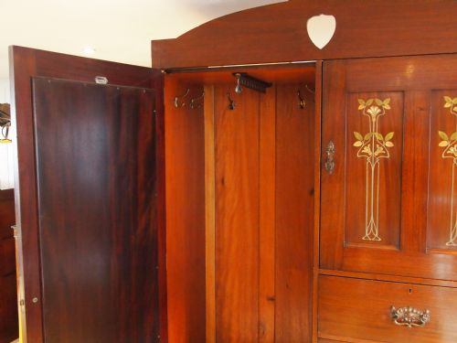 fig 3. Wardrobe Victorian Mahogany arts and crafts art nouveau c1890