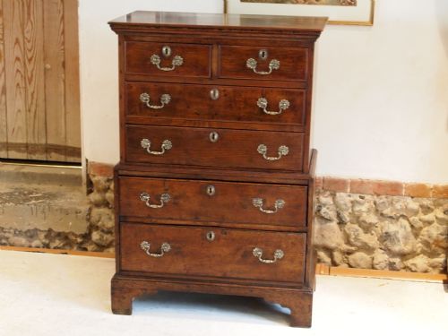 fig 1. Chest of drawers Chest on chest George III Oak very small size 28 inches wide