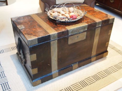 fig 1. Blanket box chest trunk seamans sailors chest c1870