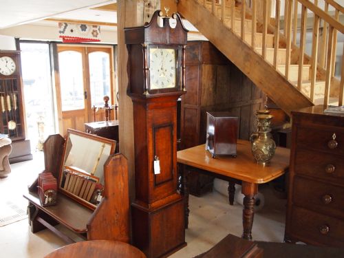 fig 1. Clock Grandfather Long case Victorian Oak J Couzins Langport Somerset c1861