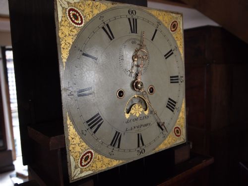 fig 2. Clock Grandfather Long case Victorian Oak J Couzins Langport Somerset c1861