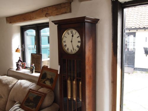 Clock Longcase Grandfather Clock Westminster Chime Oak C1920