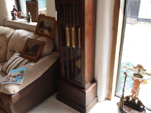 fig 1. Clock Longcase grandfather clock Westminster chime Oak c1920
