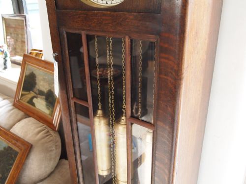 fig 2. Clock Longcase grandfather clock Westminster chime Oak c1920