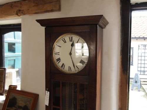 fig 3. Clock Longcase grandfather clock Westminster chime Oak c1920