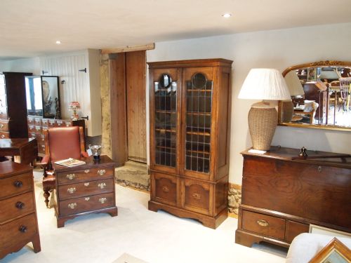 Bookcase Oak Edwardian Lead Glazed C1910