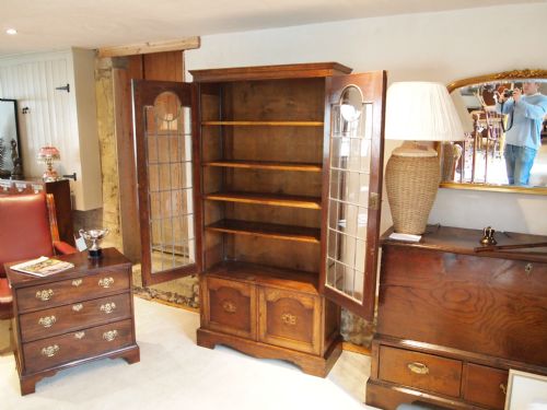 fig 1. Bookcase Oak Edwardian lead glazed c1910