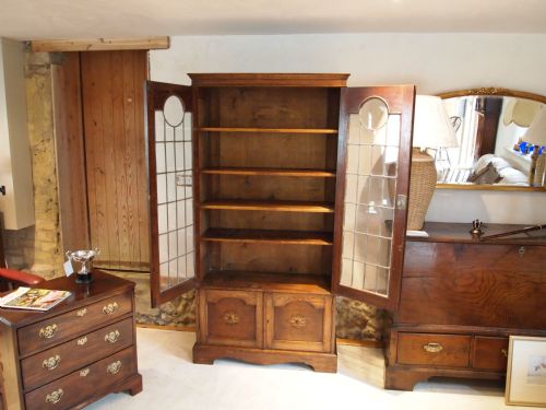 fig 2. Bookcase Oak Edwardian lead glazed c1910