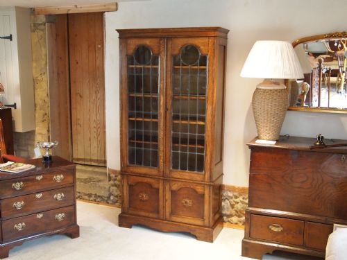 fig 4. Bookcase Oak Edwardian lead glazed c1910