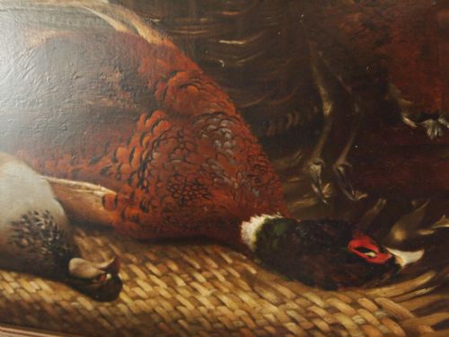 fig 2. Painting Oil on canvas 19 century English school 'dead game on a rush mat'