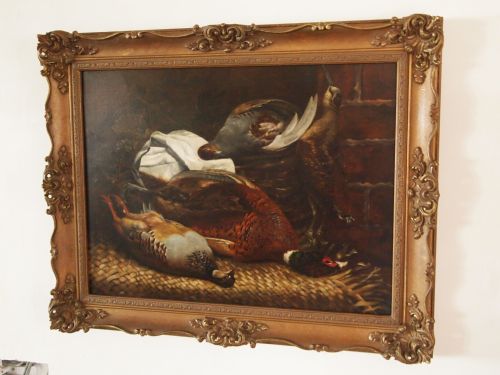 fig 4. Painting Oil on canvas 19 century English school 'dead game on a rush mat'