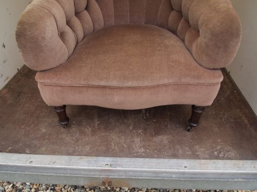 fig 1. Chair Victorian deep button back armchair for re-covering c1880