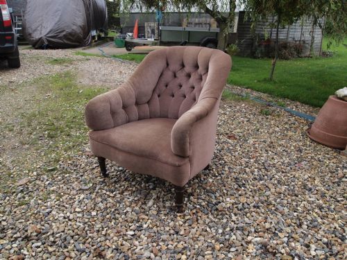 fig 2. Chair Victorian deep button back armchair for re-covering c1880
