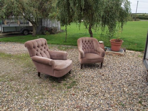 fig 1. Chair Victorian deep button back armchair for re-covering c1880