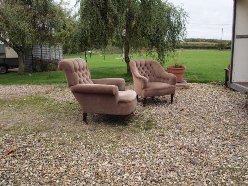 fig 2. Chair Victorian deep button back armchair for re-covering c1880