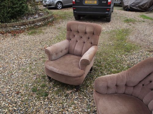 fig 3. Chair Victorian deep button back armchair for re-covering c1880