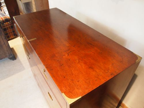 fig 1. Chest of drawers fine quality Military campaign Teak c1850