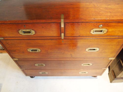 fig 2. Chest of drawers fine quality Military campaign Teak c1850