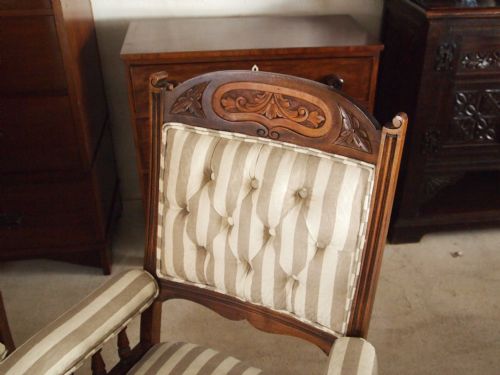 fig 1. Chairs Victorian Walnut armchairs beautifully upholstered c1880