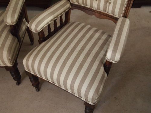 fig 3. Chairs Victorian Walnut armchairs beautifully upholstered c1880
