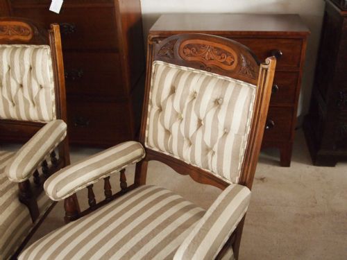 fig 4. Chairs Victorian Walnut armchairs beautifully upholstered c1880