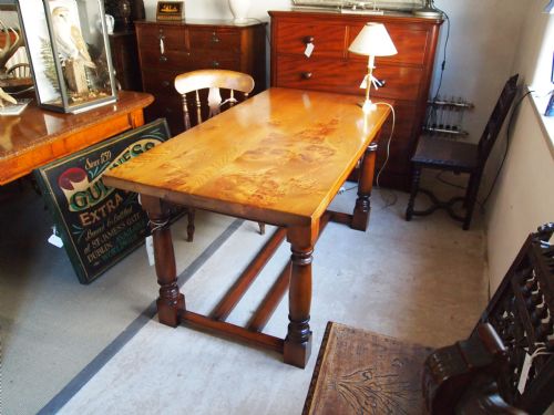 Table Refectory Burr Elm and Yew by Stuart Linford