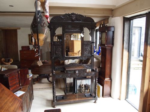 Hallstand Coatstand Victorian Carved Oak C1880 Provenance Hinton Hall Shropshire