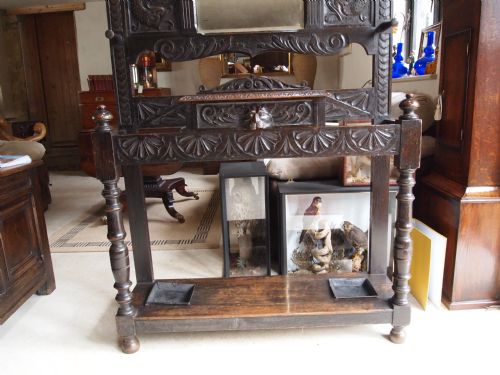 fig 3. Hallstand coatstand Victorian carved Oak c1880 provenance Hinton Hall Shropshire