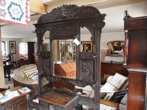 fig 4. Hallstand coatstand Victorian carved Oak c1880 provenance Hinton Hall Shropshire