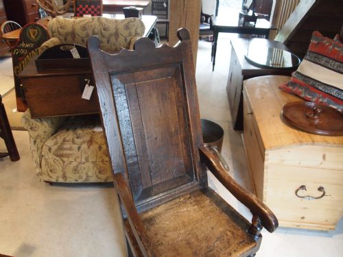 fig 1. Chair panel back Oak armchair c1690