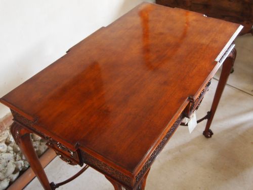 fig 1. Table Victorian Walnut Chippendale revival centre or Silver table c1880