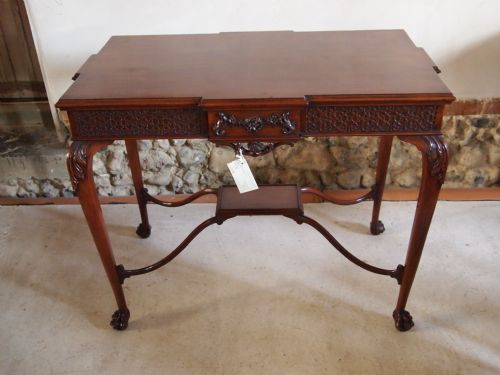fig 3. Table Victorian Walnut Chippendale revival centre or Silver table c1880